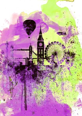 London Watercolor Skyline 