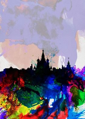 Moscow Watercolor Skyline