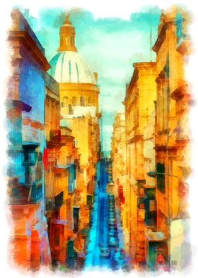 Valletta Malta Watercolor