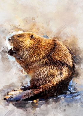 American Beaver Watercolor
