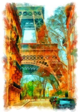 Eiffel Tower  Watercolor 