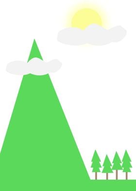 Mountain and pine tree