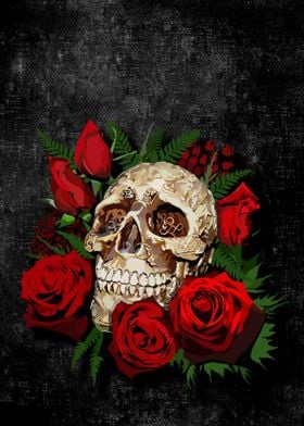 Red Roses and Skull