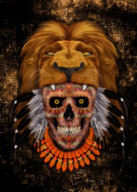 Lion Head and Skull