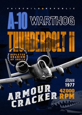 A10 Warthog Retro Poster