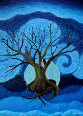 Tree in the Blue Night