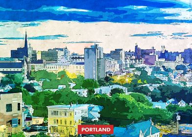 Portland City Skyline