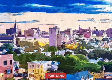 Portland City Skyline