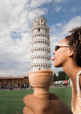 Leaning tower ice cream