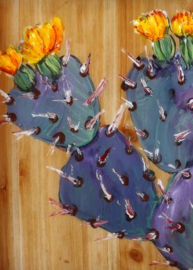 Prickly Pear on Wood