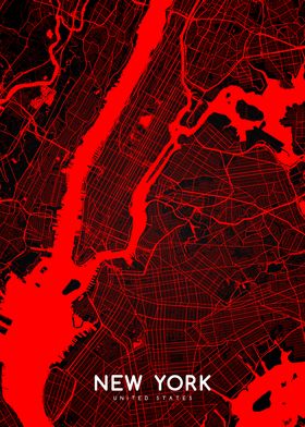 New York map red