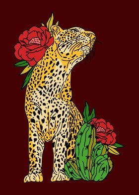 Leopard and Roses