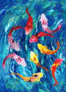 Koi Fish Rainbow Abstract