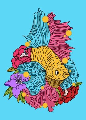 Betta Fish and Roses