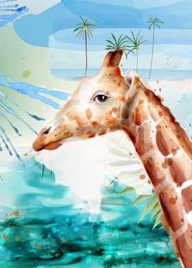 Giraffe in beach