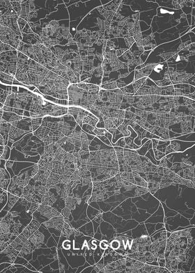 Glasgow map BW