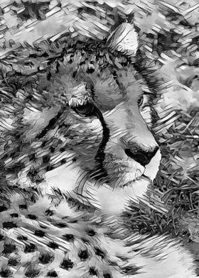 AnimalArtBW Cheetah 003