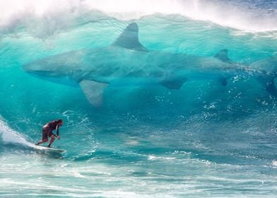 Surfing with a Giant Shark
