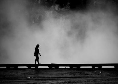 Silhouette of Woman Walkin