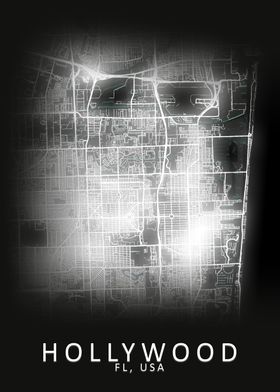 Hollywood FL USA City Map
