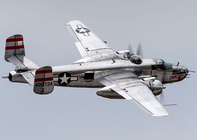 Silver Warbird B25 Bomber