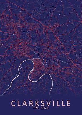Clarksville TN USA Map