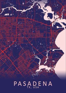 Pasadena TX USA City Map