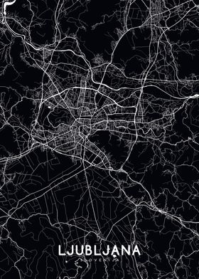 Ljubljana map black