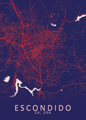 Escondido CA USA City Map
