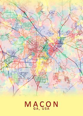 Macon GA USA City Map