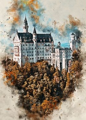 Neuschwanstein Watercolor