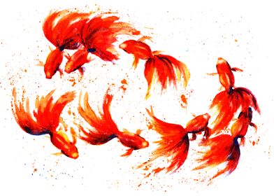 Eight Dancing Goldfish