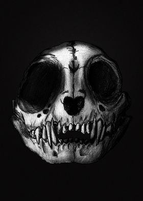 Small monkey skull BnW