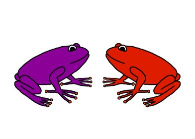 Purple and Red Frogs