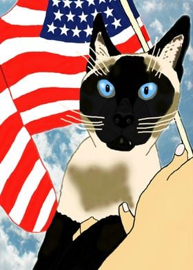 Patriotic Siamese Cat