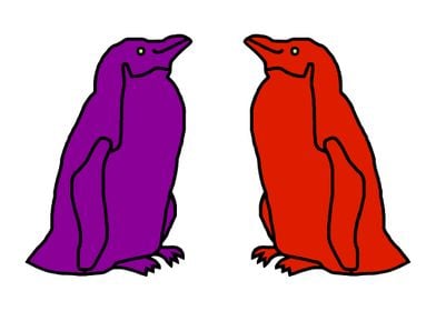 Purple and Red Penguins