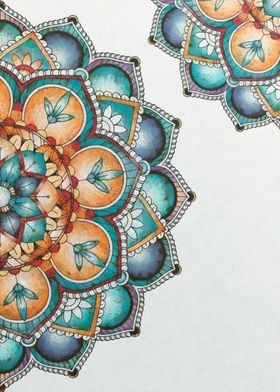 Turquoise orange Mandala