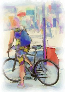 Lady wit bicycle