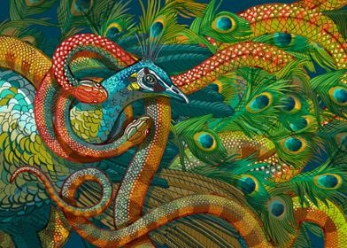 Peacock and Snakes