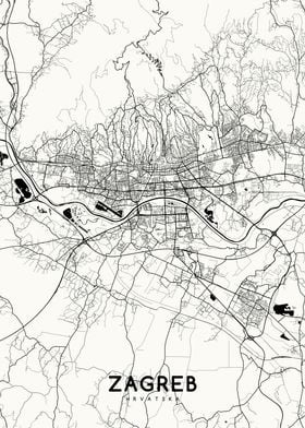 Zagreb map white