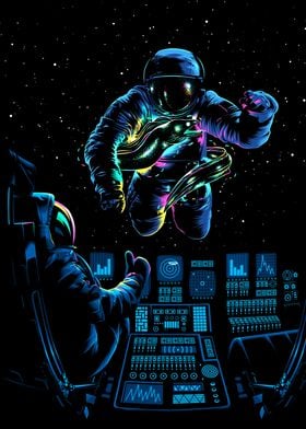 Alien neon Astronaut