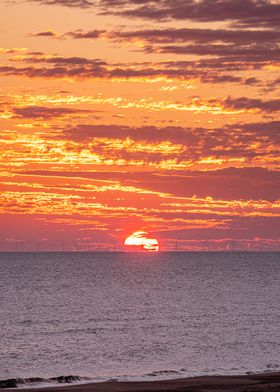 Norfolk Beach Red Sunrise