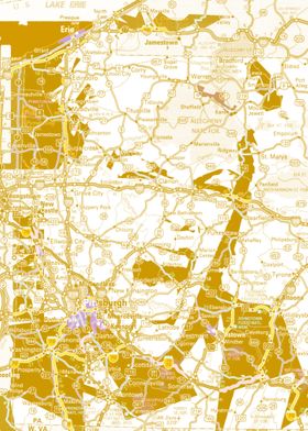 Pink Pennsylvania Gold Map