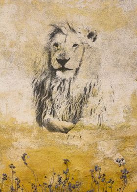 Coal drawn lion