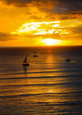 Sunset On Waikiki Beach