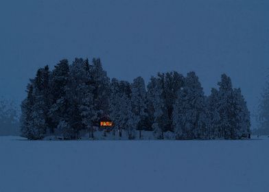 Snowy house
