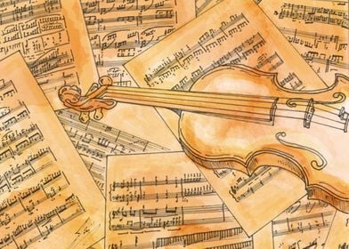 Watercolour Violin Sketch