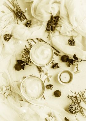 Hot Coffee Latte in Winter