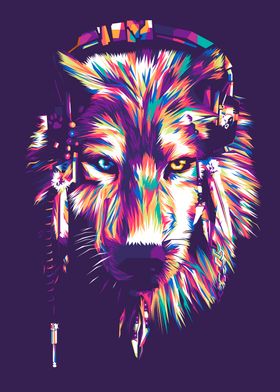 Wolf Portrait Pop Art