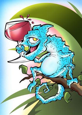 Chameleon and wine